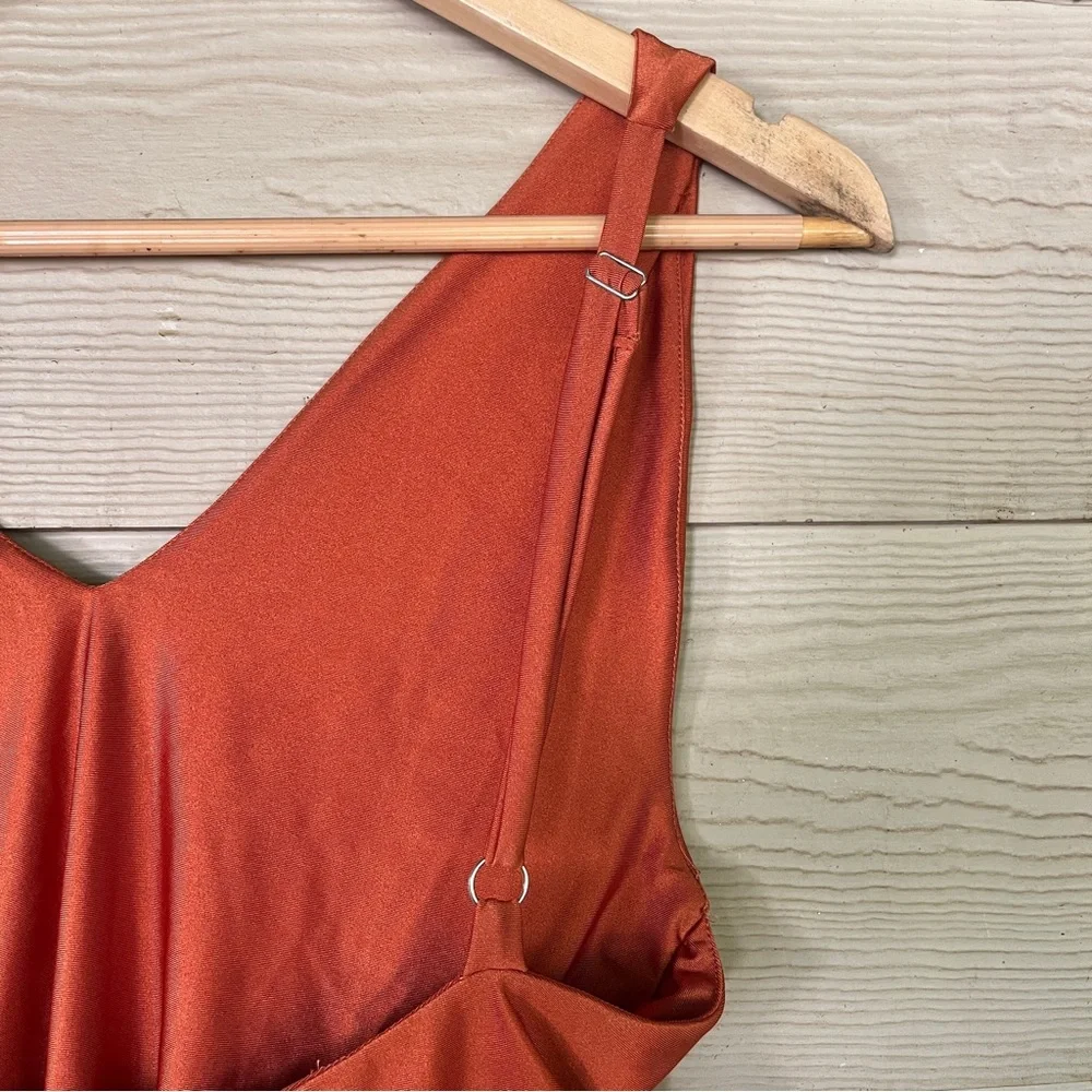 Fashion Nova Orange V-Neck Sleeveless Bodysuit & Cardigan Set 2 Piece Outfit XL - Picture 4 of 8